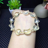 Citrine Stone Bracelet Heart Star Moon Beads Crystal Healing Jewelry Gift