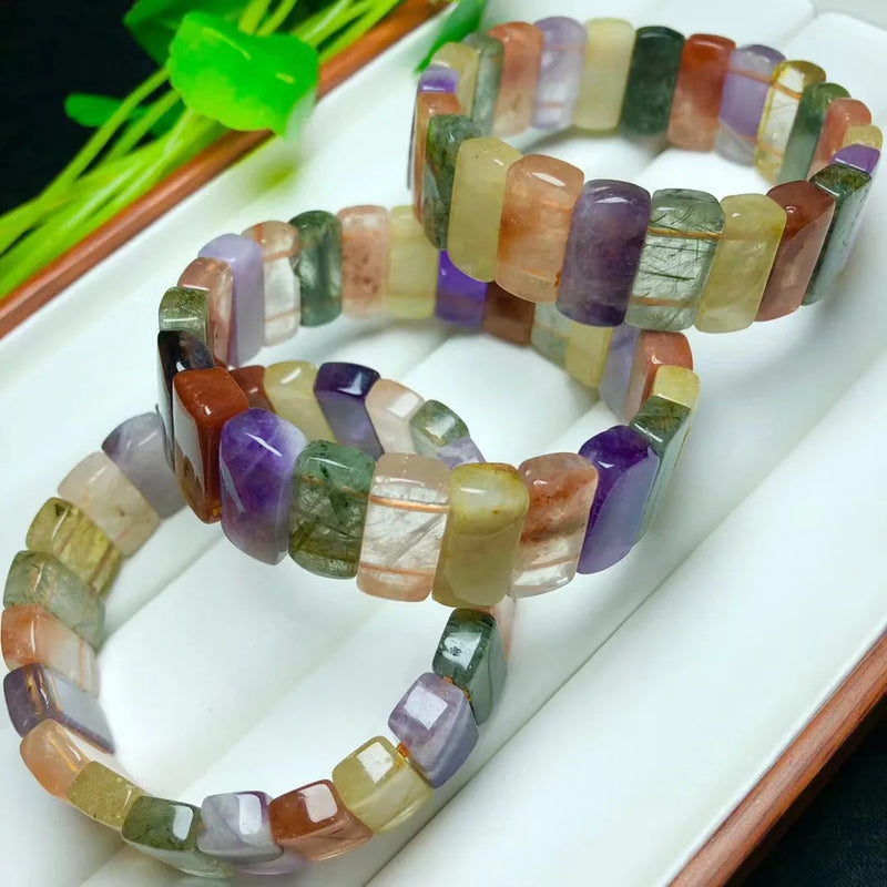 Colorful Crystal Quartz Square Bracelet Bangle Reiki Healing Stone