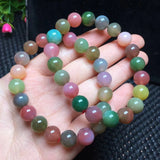 Colorful Yanyuan Agate Bracelet Round Beads Crystal Healing Jewelry for Women