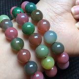 Colorful Yanyuan Agate Bracelet Round Beads Crystal Healing Jewelry for Women