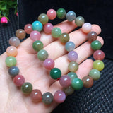 Colorful Yanyuan Agate Bracelet Round Beads Crystal Healing Jewelry for Women