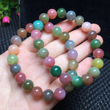 Colorful Yanyuan Agate Bracelet Round Beads Crystal Healing Jewelry for Women