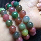 Colorful Yanyuan Agate Bracelet Round Beads Crystal Healing Jewelry for Women