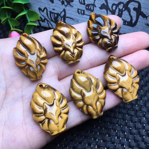 Natural Stone Tiger Eye Nine-Tailed Fox Pendant Crystal Gift Jewelry