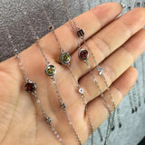 Natural Stone Garnet Peridot Bracelet 925 Silver Jewelry Gift Women