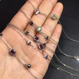 Natural Stone Garnet Peridot Bracelet 925 Silver Jewelry Gift Women