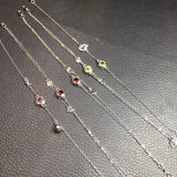 Natural Stone Garnet Peridot Bracelet 925 Silver Jewelry Gift Women