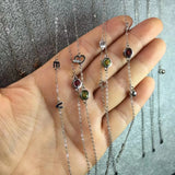Natural Stone Garnet Peridot Bracelet 925 Silver Jewelry Gift Women