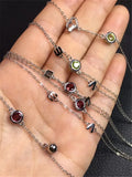 Natural Stone Garnet Peridot Bracelet 925 Silver Jewelry Gift Women