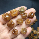 Rutilated Quartz Bear Paw Pendant Earring Crystal Jewelry Gift