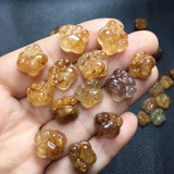 Rutilated Quartz Bear Paw Pendant Earring Crystal Jewelry Gift