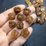 Rutilated Quartz Bear Paw Pendant Earring Crystal Jewelry Gift