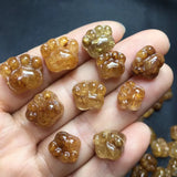 Rutilated Quartz Bear Paw Pendant Earring Crystal Jewelry Gift