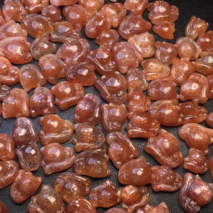 Natural Stone Sunstone Fox DIY Pendant Earring Crystal Reiki Healing