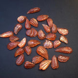 Natural Stone Sunstone Leaf DIY Earring Pendant Ring Crystal Carved Figurine