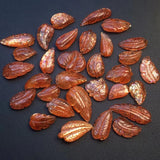 Natural Stone Sunstone Leaf DIY Earring Pendant Ring Crystal Carved Figurine