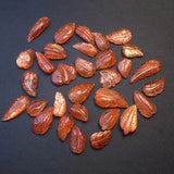 Natural Stone Sunstone Leaf DIY Earring Pendant Ring Crystal Carved Figurine