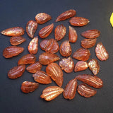 Natural Stone Sunstone Leaf DIY Earring Pendant Ring Crystal Carved Figurine
