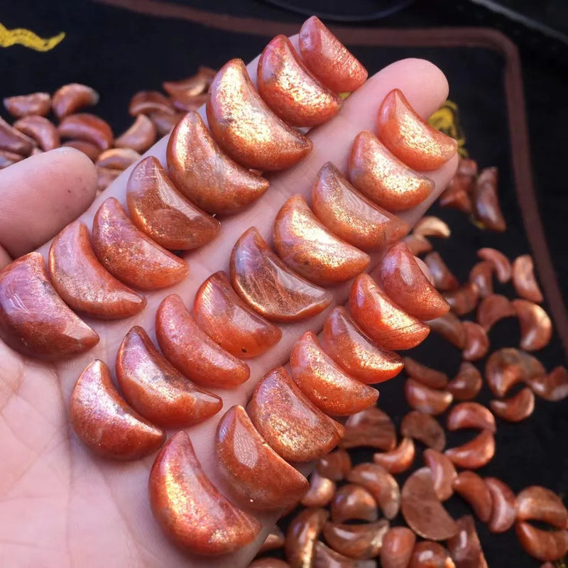 Natural Stone Sunstone Moon DIY Pendant Earring Jewelry Gift Women
