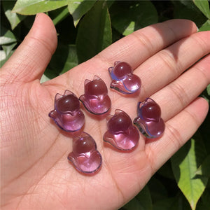 Amethyst Fox Pendant Crystal Carved Animal Figurine Gift Jewelry For Women