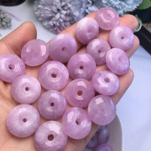 Natural Kunzite Donut Stone for Jewelry Making