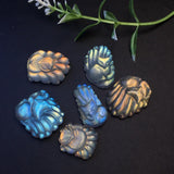 Labradorite Gray Moonstone Nine-Tailed Fox Crystal Carved Figurine