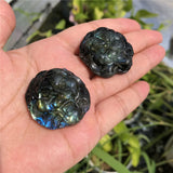 Labradorite Lion Head Necklace Pendant Carved Animal Crystal Gift