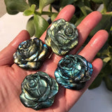 Labradorite Rose Flower Crystal Carved Home Decoration Housewarming Gift