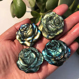 Labradorite Rose Flower Crystal Carved Home Decoration Housewarming Gift