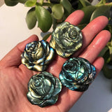 Labradorite Rose Flower Crystal Carved Home Decoration Housewarming Gift