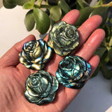 Labradorite Rose Flower Crystal Carved Home Decoration Housewarming Gift