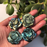 Labradorite Rose Flower Crystal Carved Home Decoration Housewarming Gift