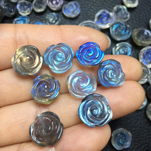 Labradorite Rose Flower DIY Earring Pendant Ring Crystal Gift Jewelry