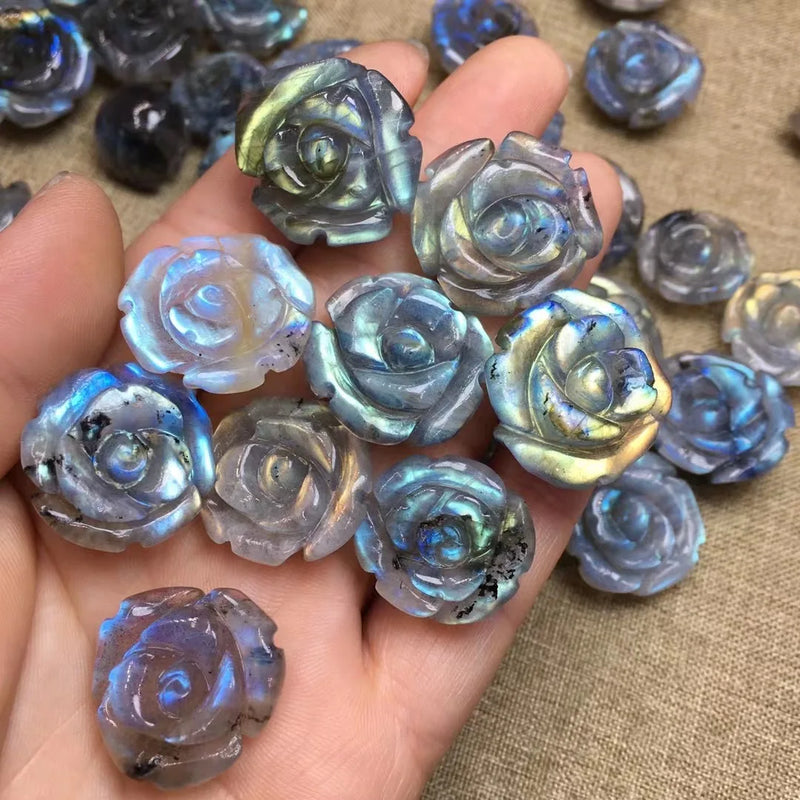 Labradorite Rose Flower Jewelry Making Pendant Bracelet Crystal Gift