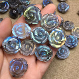 Labradorite Rose Flower Jewelry Making Pendant Bracelet Crystal Gift
