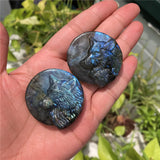 Labradorite Wolf Head Necklace Pendant Carved Animal Crystal