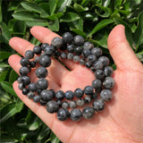 Natural Stone Larvikite Bracelet Moonstone Round Bead Crystal Healing