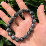 Natural Stone Larvikite Bracelet Moonstone Round Bead Crystal Healing