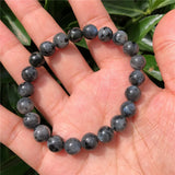Natural Stone Larvikite Bracelet Moonstone Round Bead Crystal Healing