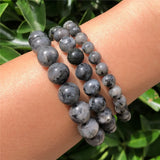 Natural Stone Larvikite Bracelet Moonstone Round Bead Crystal Healing