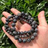 Natural Stone Larvikite Bracelet Moonstone Round Bead Crystal Healing
