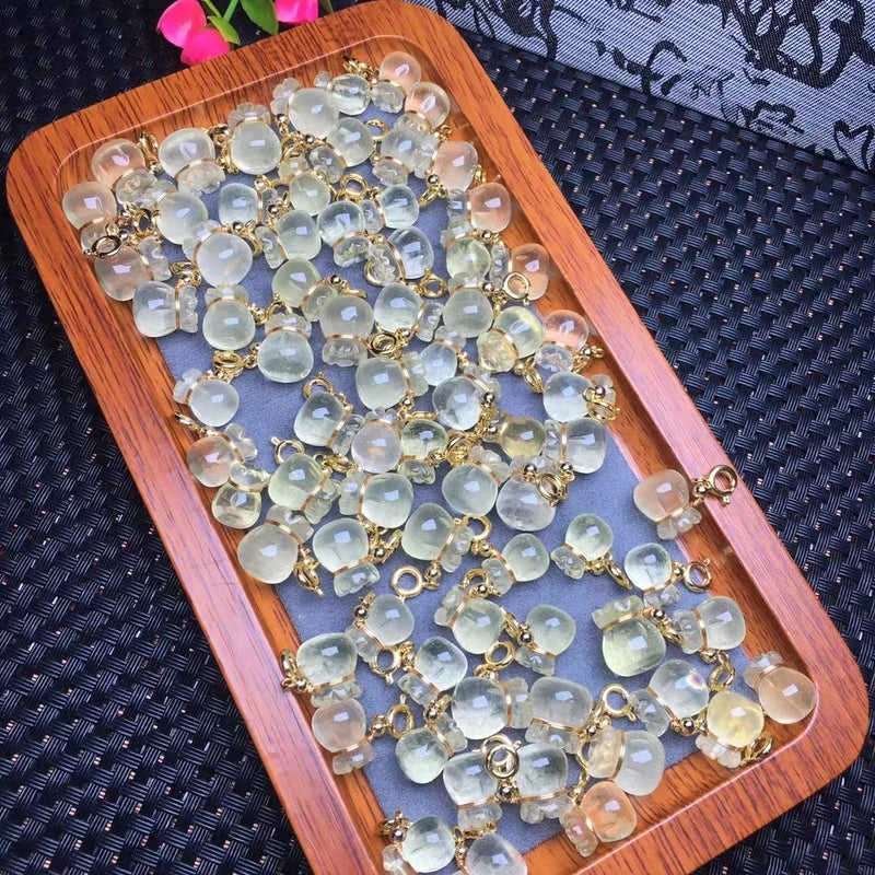 Natural Stone Lemon Citrine Wallet Money Bag Pendant Crystal Jewelry Gift