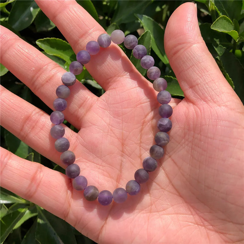 Natural Stone Matte Dream Amethyst Bracelet Crystal Jewelry