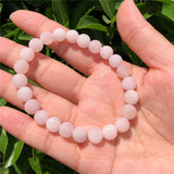 Fengbaowu Rose Quartz Bracelet Matte Stone Crystal Reiki Healing Jewelry Gift