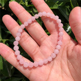 Fengbaowu Rose Quartz Bracelet Matte Stone Crystal Reiki Healing Jewelry Gift
