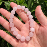 Fengbaowu Rose Quartz Bracelet Matte Stone Crystal Reiki Healing Jewelry Gift
