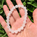 Matte Rock Quartz Bracelet Round Bead Crystal