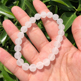 Matte Rock Quartz Bracelet Round Bead Crystal