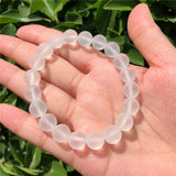 Matte Rock Quartz Bracelet Round Bead Crystal