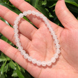 Matte Rock Quartz Bracelet Round Bead Crystal